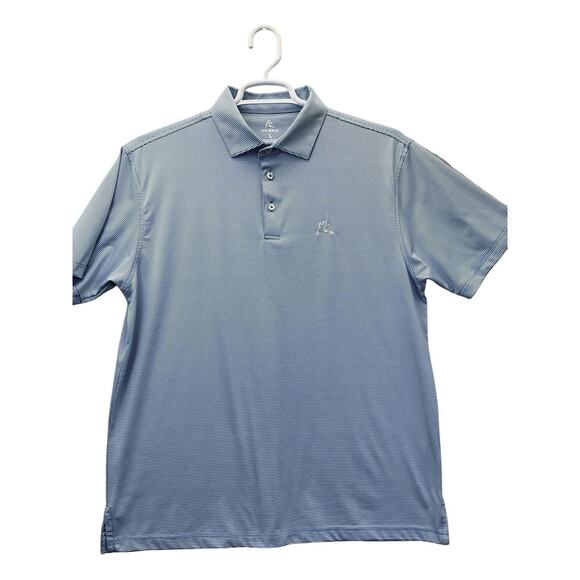 Rhoback Shirt Mens Size Large Blue White Striped Polo Stretch Golf Performance - Picture 1 of 14